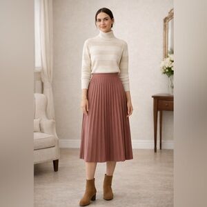 Uniqlo Dusty Pink Maxi A-Line Skirt with Pleats- XS